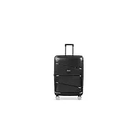 platinium valise grande 74cm rigide polypropylène valise de soute à 4 roulettes et serrure tsa, noir