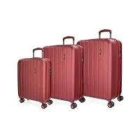 movom wood set de valises rouge 55/65/75 cm rigide abs fermeture tsa 217l 11,3 kg 4 roues doubles bagages main, rouge, talla única, ensemble de valises