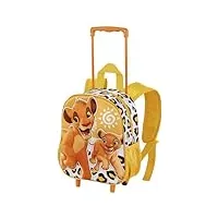 roi lion africa-sac à dos 3d à roulettes petit, jaune, 26 x 34 cm, capacité 12,5 l