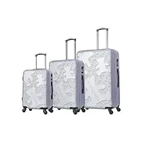 lulu castagnette ensemble de 3 valises à roulettes silver - ll-t521 silver
