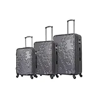 lulu castagnette ensemble de 3 valises à roulettes gris - ll-t521 grey