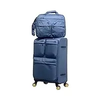 jyarz valise de voyage bagage vertical roulant extensible, ensemble de 2 pièces, roulettes, serrure tsa pour le voyage trolley valise (color : blu, size : 24in)