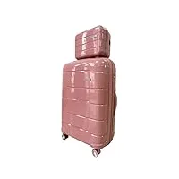 celims valise rigide et souple en polypropylène - cadenas tsa intégré - ultra léger - 4 roulettes doubles (rose gold, grand + vanity)
