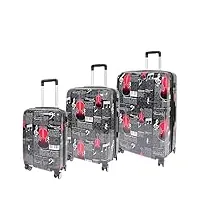 divergent retail dr607 bagage de voyage rigide à quatre roues motif musique classique, imprimé musique, full set x3 (s-m-l), quatre roues légères
