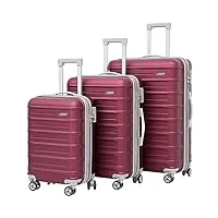 drmee valise à main bagages de grande capacité 3 pièces 20/24/28 pouces valises à roulettes réglables avec roues bagages cabine (color : rot, size : 20+24+28 in)