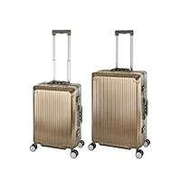 travelhouse tokyo t6035 valise de voyage à roulettes en aluminium différentes tailles et couleurs, or, handgepäck & mittlerer koffer set, ensemble de valises