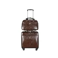 bagage cabine valise cabine ensemble de valises 2 pièces, boîtier de chariot en cuir pu À roue universelle silencieuse, valise d'embarquement bagage valises de voyage valise ( color : bruin , size : 2