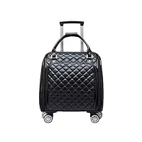 reekos bagage cabine valise cabine bagage À main en cuir softside sous le siège des valises bagages de voyage avec roues pivotantes bagage valises de voyage valise (color : black, size : 18inch)