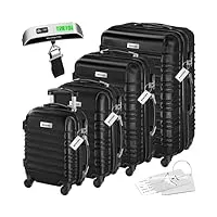 tectake® set de valise de voyage 4 tailles valise grande taille valise cabine petite valise sacs de voyage valise maternité abs avec roulettes pivotantes 360° cadenas poignée télescopique