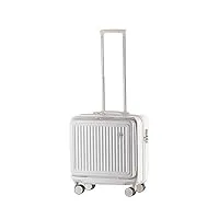 drmee valise à main petit bagage À main couverture avant valise entièrement ouverte bagages valise bagage enregistré bagages cabine (color : white, size : 18inch)