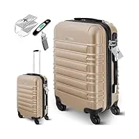 kesser® bagage à main valise rigide avec pèse-bagage + étiquette à bagages valise à roulettes valise à roulettes serrure à combinaison 4 roulettes poignée télescopique abs (55 x 40 x 25 cm/55 litres