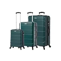 totto - jeu de valises rigides rayatta - bistro green - couleur verte - trois tailles de valises - séparateur interne - système kissing slider - doublure en polyester, vert, travel