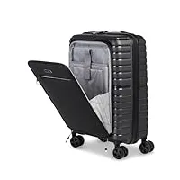 worldpack bagage à main à 4 roues avec poche avant remplie aux dimensions des bagages à bord iata, air base, série de bagages : valise à roulettes rigide fonctionnelle au look cool, 55 cm, 41 l, gris