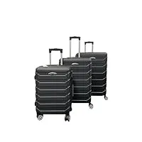 nicomar lot de 3 valises à roulettes en abs avec roulettes doubles à 360° et serrure à combinaison, anthracite, ensemble de valises à coque rigide avec roulettes pivotantes à 360°