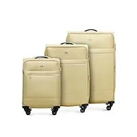wittchen mira line valise moyenne bagages bagage souple valise en polyester poignee manche télescopique quatre roulettes pivotantes serrure à combinaison tsa taille m beige