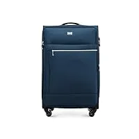 wittchen mira line grande valise bagages bagage souple valise en polyester poignee manche télescopique quatre roulettes pivotantes serrure à combinaison tsa taille l bleu foncé