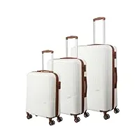 travelite lot de 3 valises à 4 roues tailles l/m/s, série de bagages bali : trolleys rigides abs, cognac, taille unique, ensemble de valises rigides l/m/s