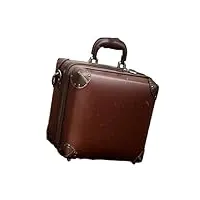 rétro boîtier de chariot à roulettes ensemble étudiant école boîte de rangement pu mot de passe valise à main dur voyage bagages cabine (color : brown handbag, size : 24")