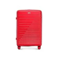 wittchen fuerta line grande valise bagage rigide valise extensible bagages en polypropylène à rayures brillantes 4 roues doubles poignée télescopique serrure tsa taille l rouge