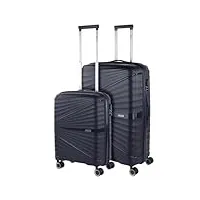 jaslen - set de valises rigides 4 roulettes - valise grande taille, valise soute avion, bagages pour voyages, lot de valises à roulette. fabriquées en pp matériau résistant, gris foncé