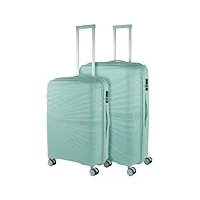 jaslen - set de valises rigides 4 roulettes - valise grande taille, valise soute avion, bagages pour voyages, lot de valises à roulette. fabriquées en pp matériau résistant, menthe