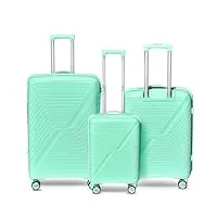 ds-lux valise de voyage rigide de qualité supérieure - valise à roulettes - en plastique abs avec serrure tsa - 4 roulettes pivotantes (s-m-l), grun v3, set, ensemble de valises