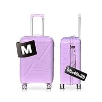 ds-lux valise de voyage rigide de qualité supérieure - valise à roulettes - en plastique abs avec serrure tsa - 4 roulettes pivotantes (s-m-l), rose v3, m, valise