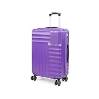 pierre cardin soleil valise – bagage de voyage rigide avec 8 roulettes pivotantes à 360 degrés | serrures tsa et poignée télescopique, violet, m, valise