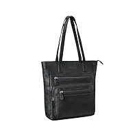 stilord 'jolene' grand sac a main femme cuir sac bandoulière cuir véritable vintage sac cabas rétro sac fourre tout multipoches tote bag, couleur:noir