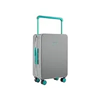 pasprt bagage à main valise rigide 24 pouces valise à bagages plate réversible valise à large poignée bagage de voyage roues silencieuses spinner bagage à roulettes (cool gray blue 24)