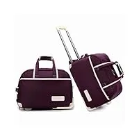 yanrose sac de sport avec roulettes et poignée, bagage à main portable, valise fourre-tout, sac trolley unisexe for adulte (color : purple, size : s)