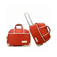 yanrose sac de sport avec roulettes et poignée, bagage à main portable, valise fourre-tout, sac trolley unisexe for adulte (color : orange, size : l)