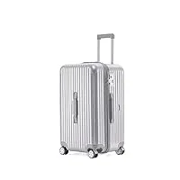 nespiq travelite valise bagages avec serrure tsa, boîtier pc + abs valise de suite de bagages avec roulettes légères travelite valise cabine (color : sliver, size : 24 inch)