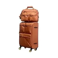 nespiq travelite valise bagage vertical roulant extensible, ensemble de 2 pièces, roulettes, serrure tsa pour le voyage travelite valise cabine (color : oranje, size : 20in)