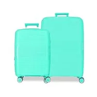 movom inari jeu de valises bleues 55/68 cm rigide polypropylène fermeture tsa 113l 6,54 kg 4 roues doubles bagage main, bleu, jeu de valises