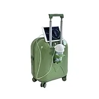 yxhyydp valise légère, jolie valise à main, valise durable à coque rigide, roues pivotantes, serrure tsa, porte-gobelet, pour garçons et filles (green)
