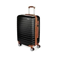brubaker valise rigide paris - trolley de voyage avec serrure à numéro, 4 roues et poignées de confort - valise à roulettes 43 x 66,5 x 26 cm - abs valise dure (l - noir et marron clair)
