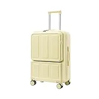 znbo valise rigide légère, bagages de cabine de transport avec couvercle de verrouillage de poche avant, valise avec roues silencieuses spinner,jaune,20