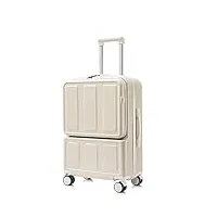 znbo valise rigide légère, bagages de cabine de transport avec couvercle de verrouillage de poche avant, valise avec roues silencieuses spinner,natural,24