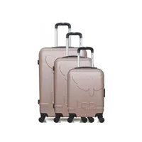 set de 3 valises lpb - set de 3 abs norine-a 4 roues - rose dore