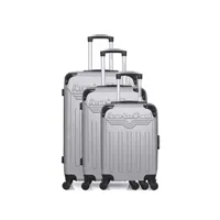 set de 3 valises american travel - set de 3 abs harlem-a 4 roues - gris