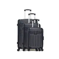set de 3 valises american travel - set de 3 abs harlem-a 4 roues - noir