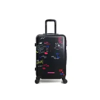 valise lulu castagnette - valise cabine abs/pc grafiti 4 roues 55 cm - noir