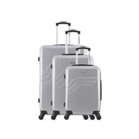 set de 3 valises american travel - set de 3 abs/pc detroit 4 roues 75 cm - gris