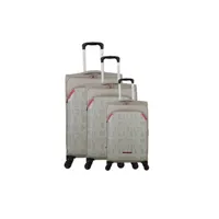 set de 3 valises lulu castagnette set de 3 valises street beige en polyester 101l