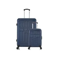 set de 2 valises blue star american travel - set de 4 abs bronx m 4 roues - fuchsia