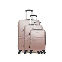 set de 3 valises american travel - set de 3 abs queens 75 cm - rose dore