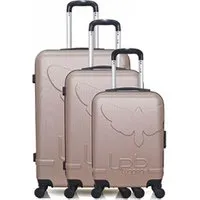 set de 3 valises lpb - set de 3 abs norine-a 4 roues - rose dore