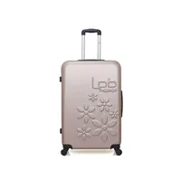 valise lpb - valise grand format abs eleonor 4 roues 75 cm - rose dore