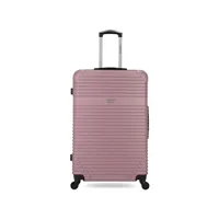 valise american travel - valise grand format abs memphis 4 roues 75 cm - rose dore